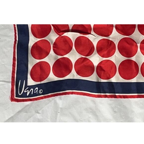 Vintage Vera Neumann Scarf - Signed - Red & Blue - Circles - Made in Japan - Picture 5 of 7